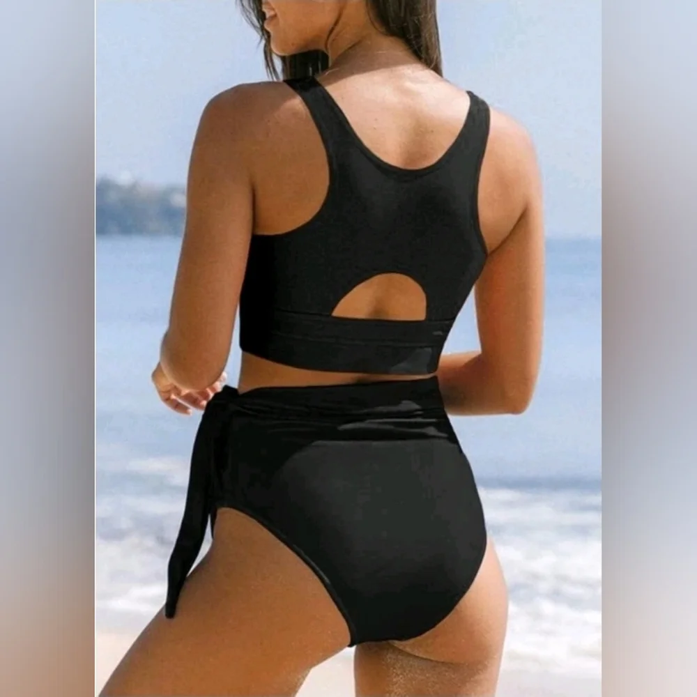 Dokotoo Womens Scoop Neck Racerback High Waisted Bikini Set Two Piece Small
